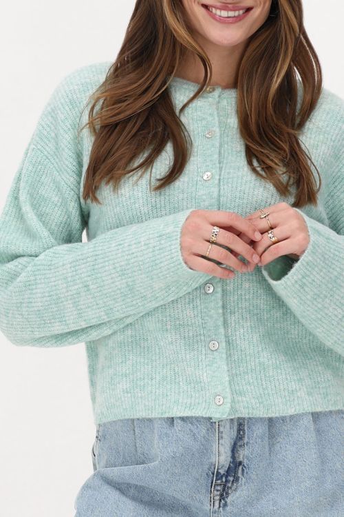 Mintgroen knitted vestje met kleine knoopjes