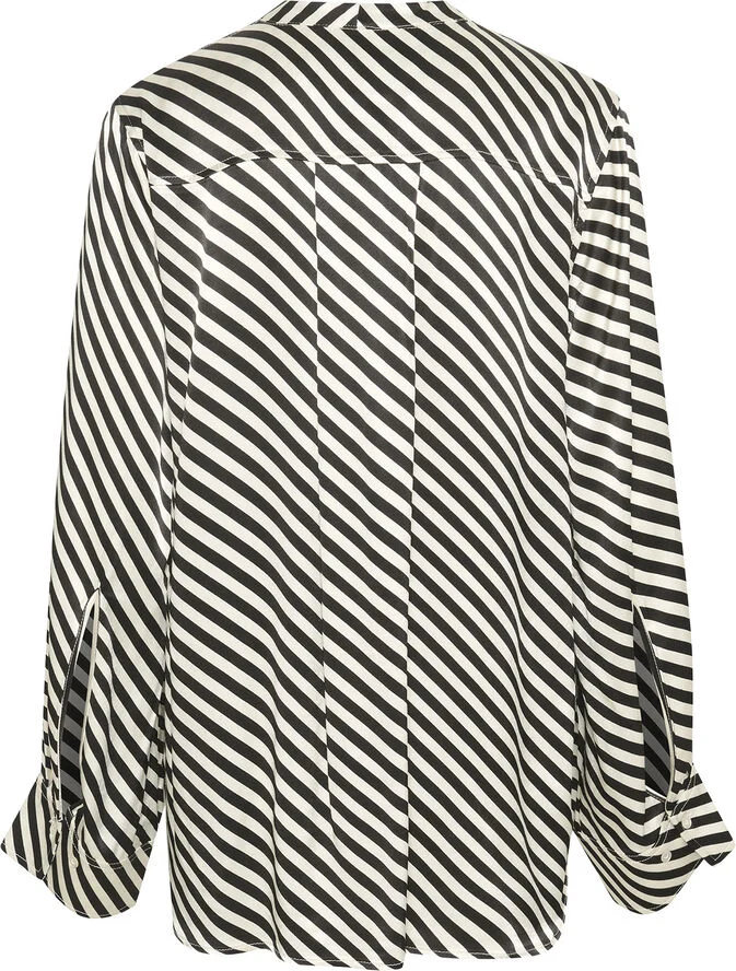 Soaked in Luxury SLSoho Blouse LS STUDIO Black & white diagonal stripe