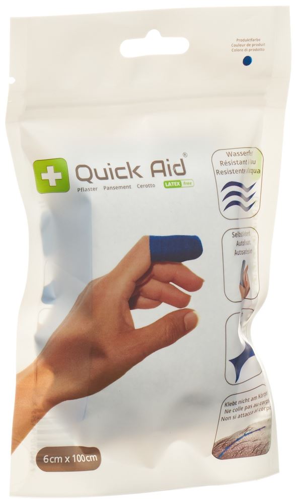 Quick Aid Pflaster<br>1 Stück, Beutel, 6x100cm, Latexfrei blau