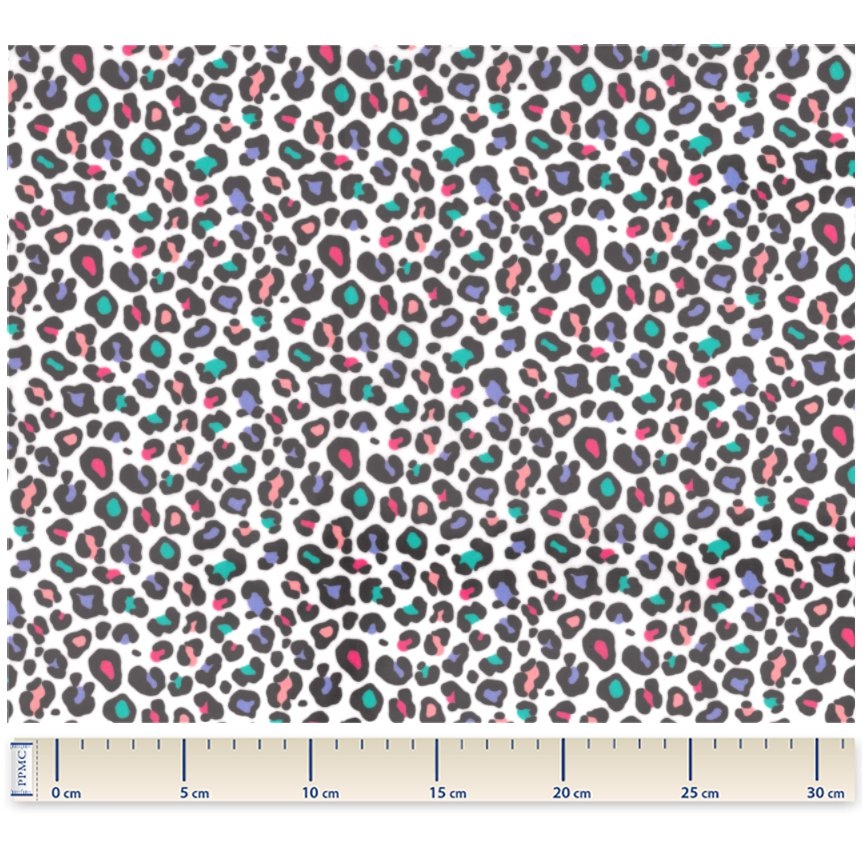Coupon Tissu Enduit De 35Cm Ex2505 Léopard Multicolore
