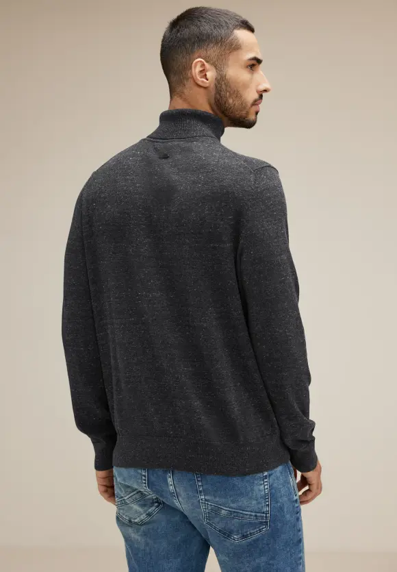 Basic Rollkragen Pullover - anthra grey melange