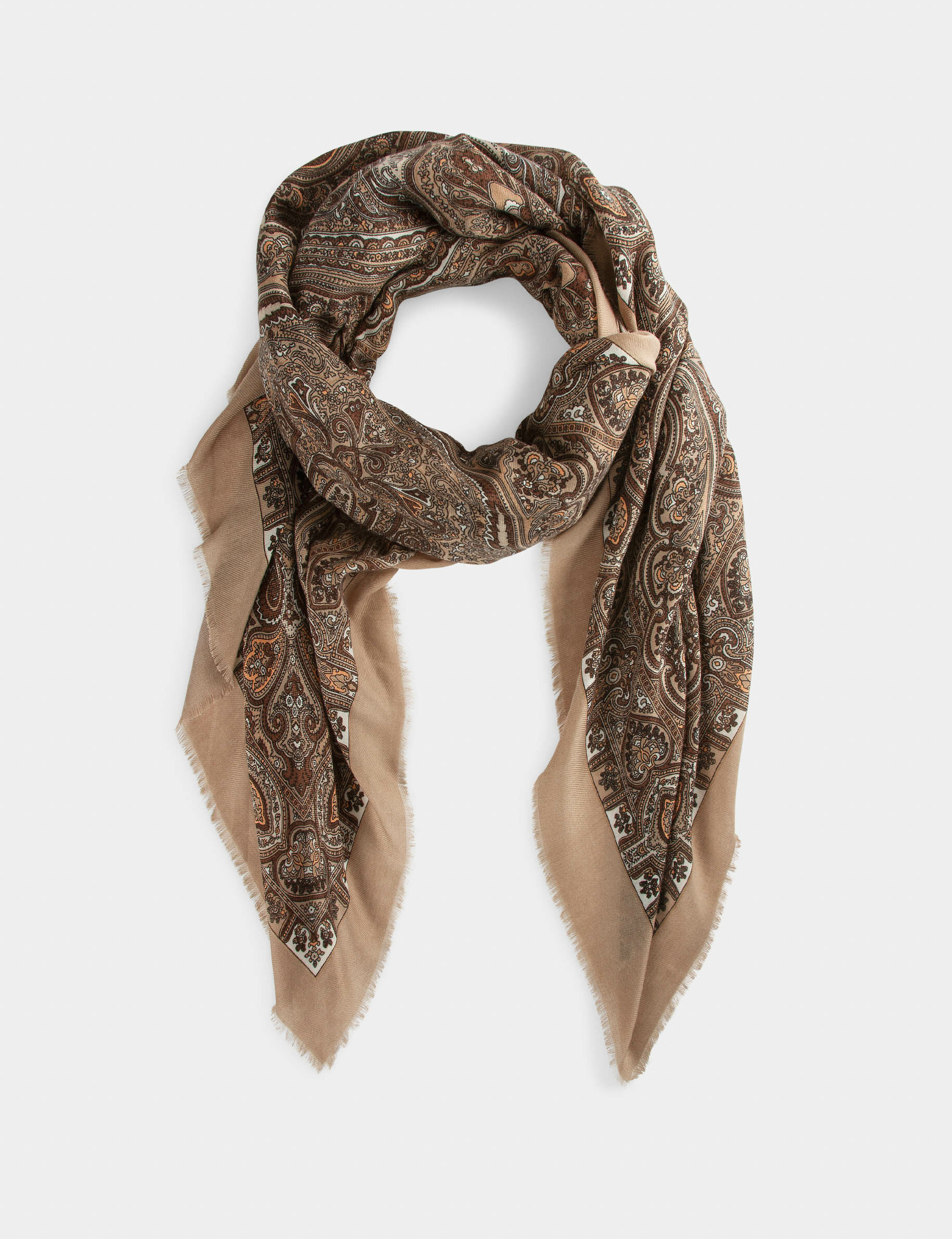 Foulard imprimé cachemire marron femme - marron