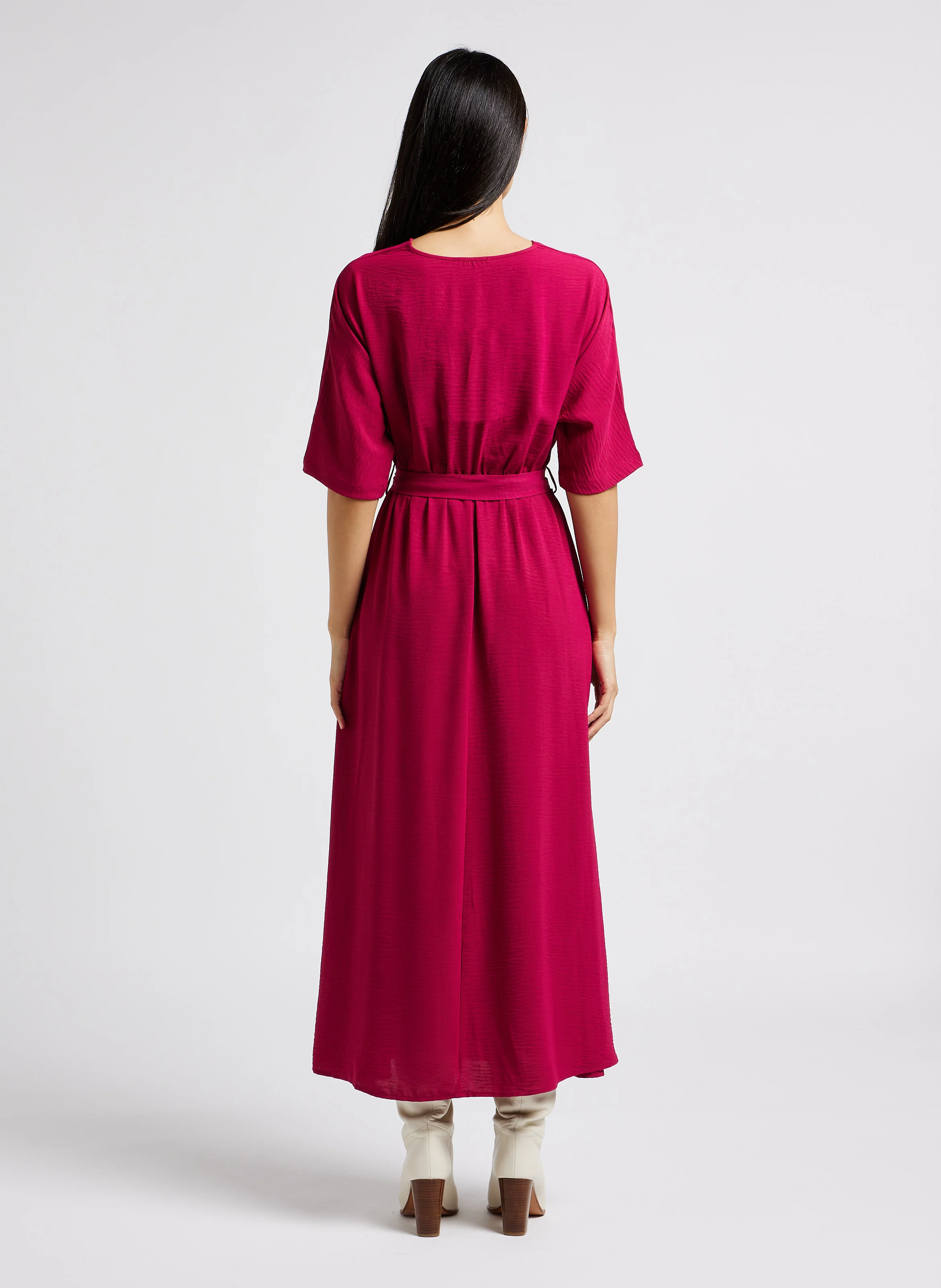 LAURA - Robe longue cache coeur| Rose