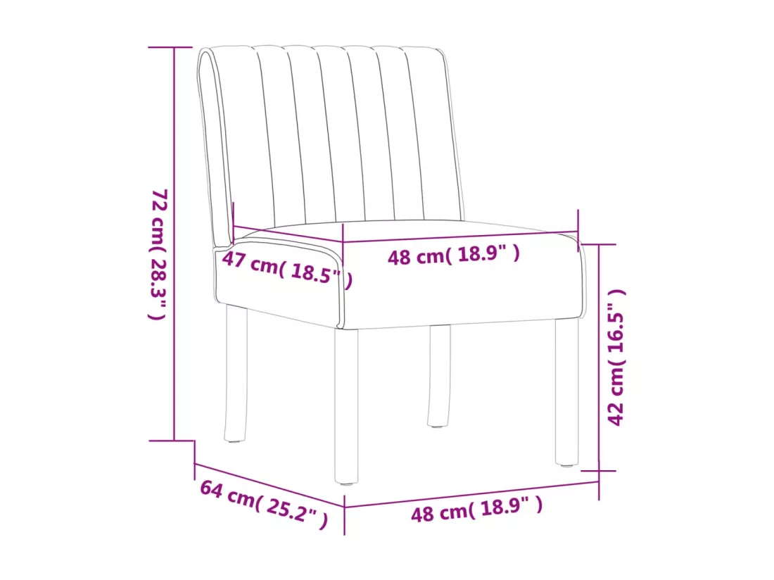 Fauteuil sans accoudoirs jaune velours