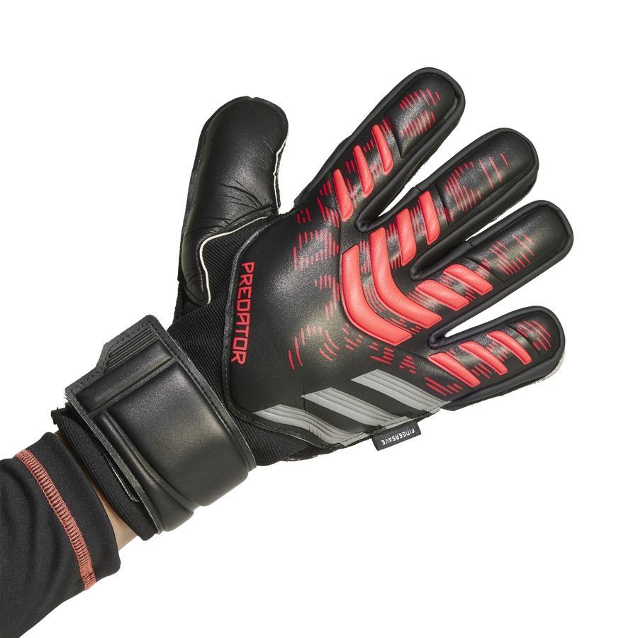 adidas Gants de Gardien Predator Match Fingersave Stealth Victory - Noir/Lucid Red