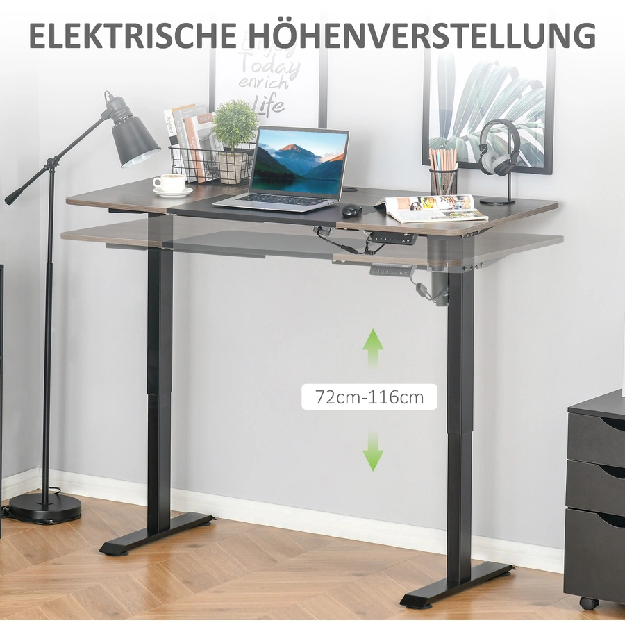 Vinsetto PC-Tisch elektrisch höhenverstellbar, LED-Anzeige Schwarz