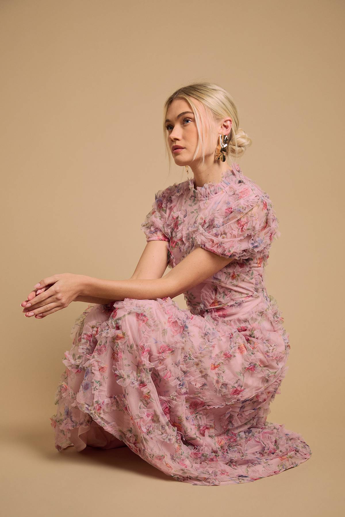 Oasis Robe Longue Texturée Imprimée