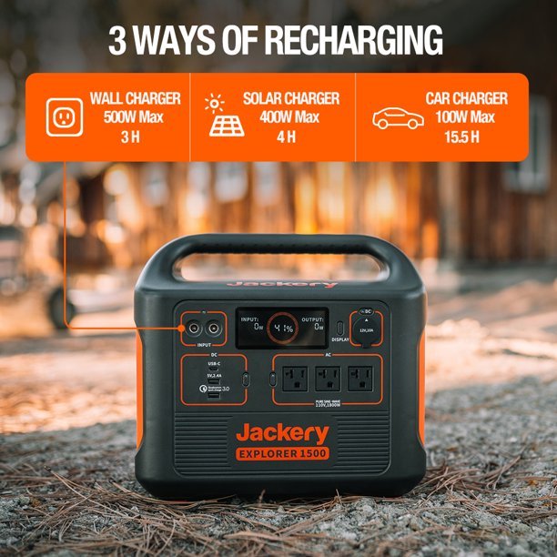 Gerador solar portátil Jackery SG1500 de 1800 watts de potência contínua/3600 watts de potência de pico, ano 2023, com 4 painéis solares.