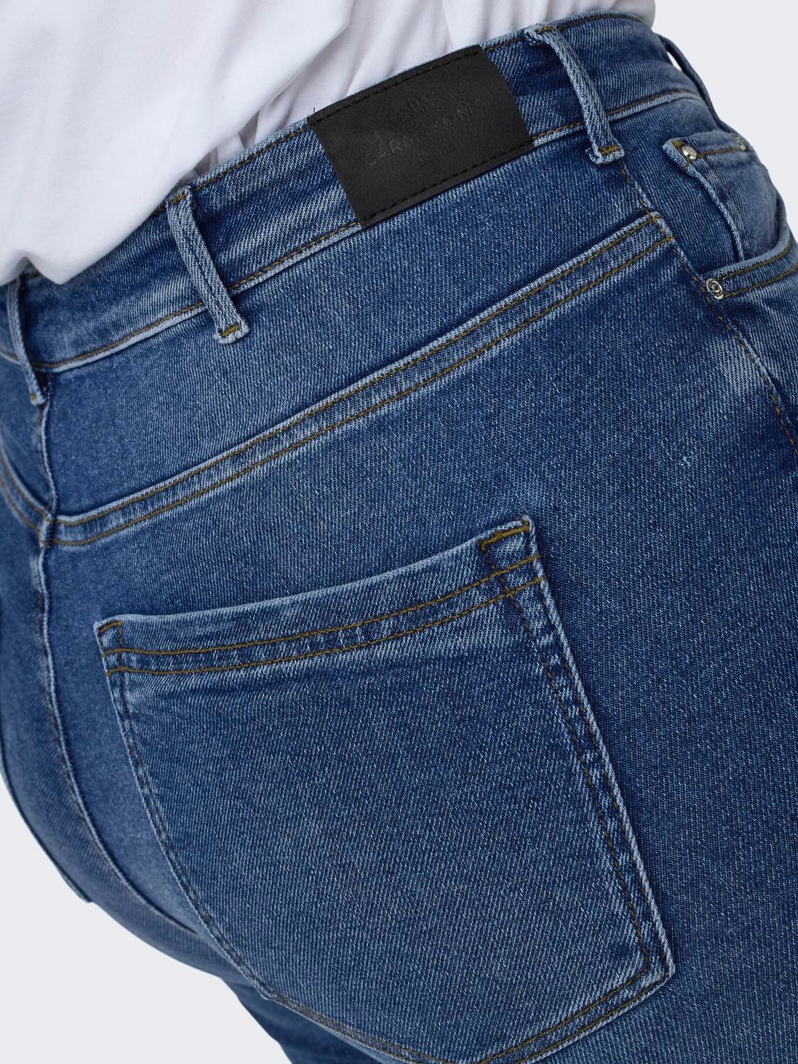 CARICONIC Hohe Taille Skinny Fit Jeans Dark Medium Blue Denim