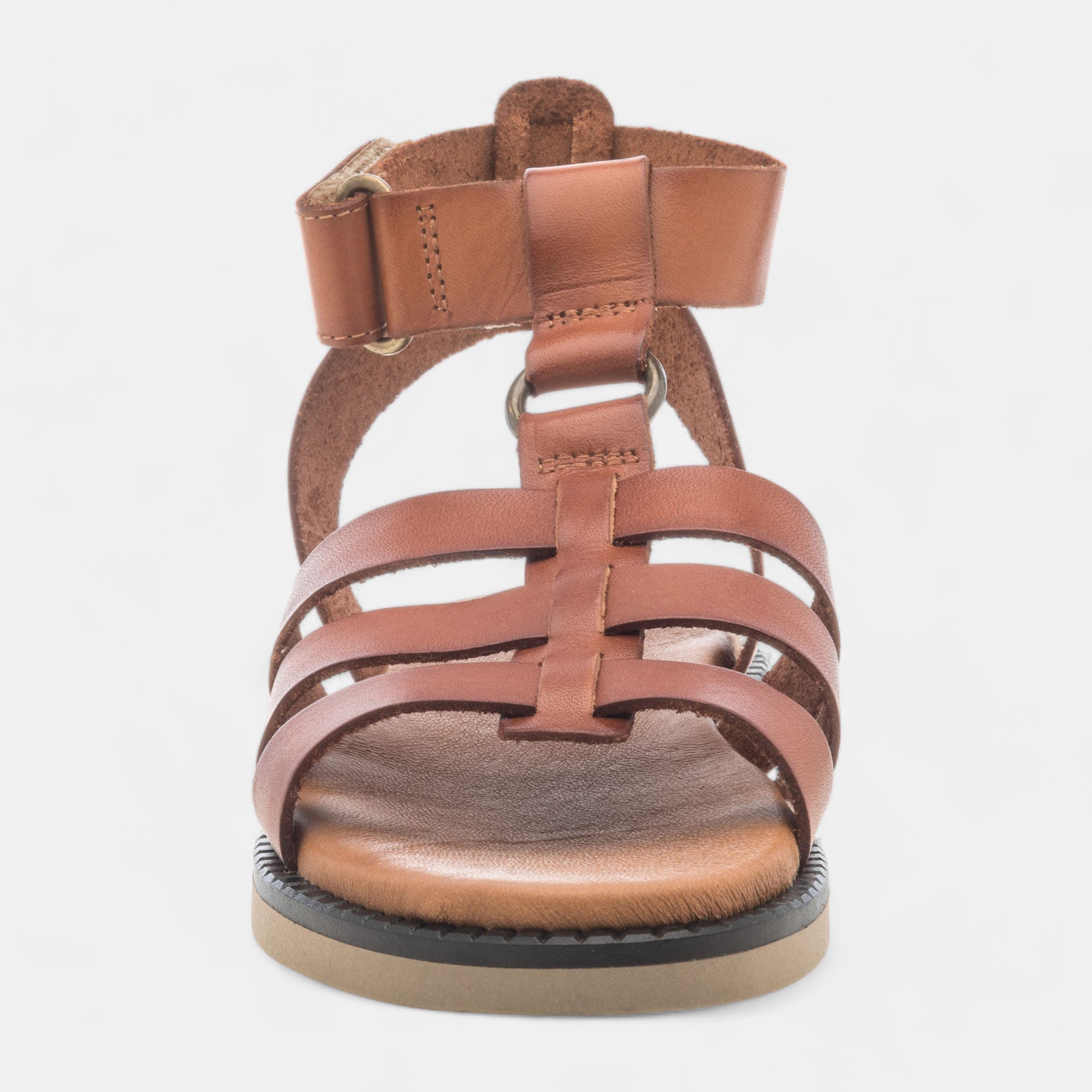 Sandales Femme en cuir cognac