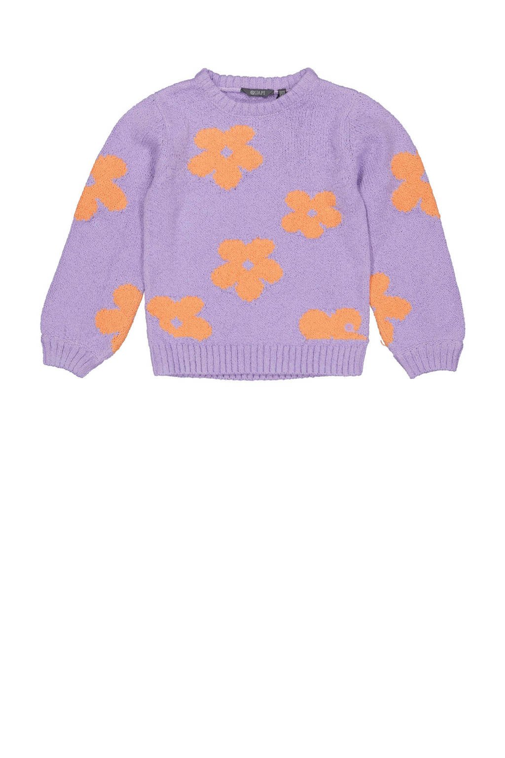 Quapi gebloemde gebreide sweater DITTE lila/oranje