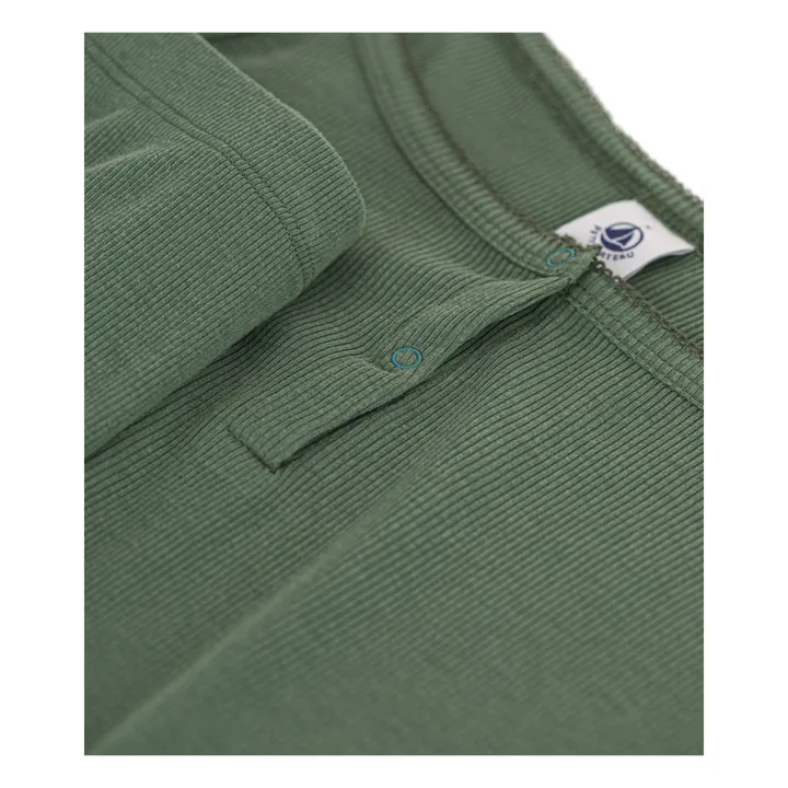 Petit Bateau Pyjama Short Madalena Côtelé - Collection Femme | Vert kaki