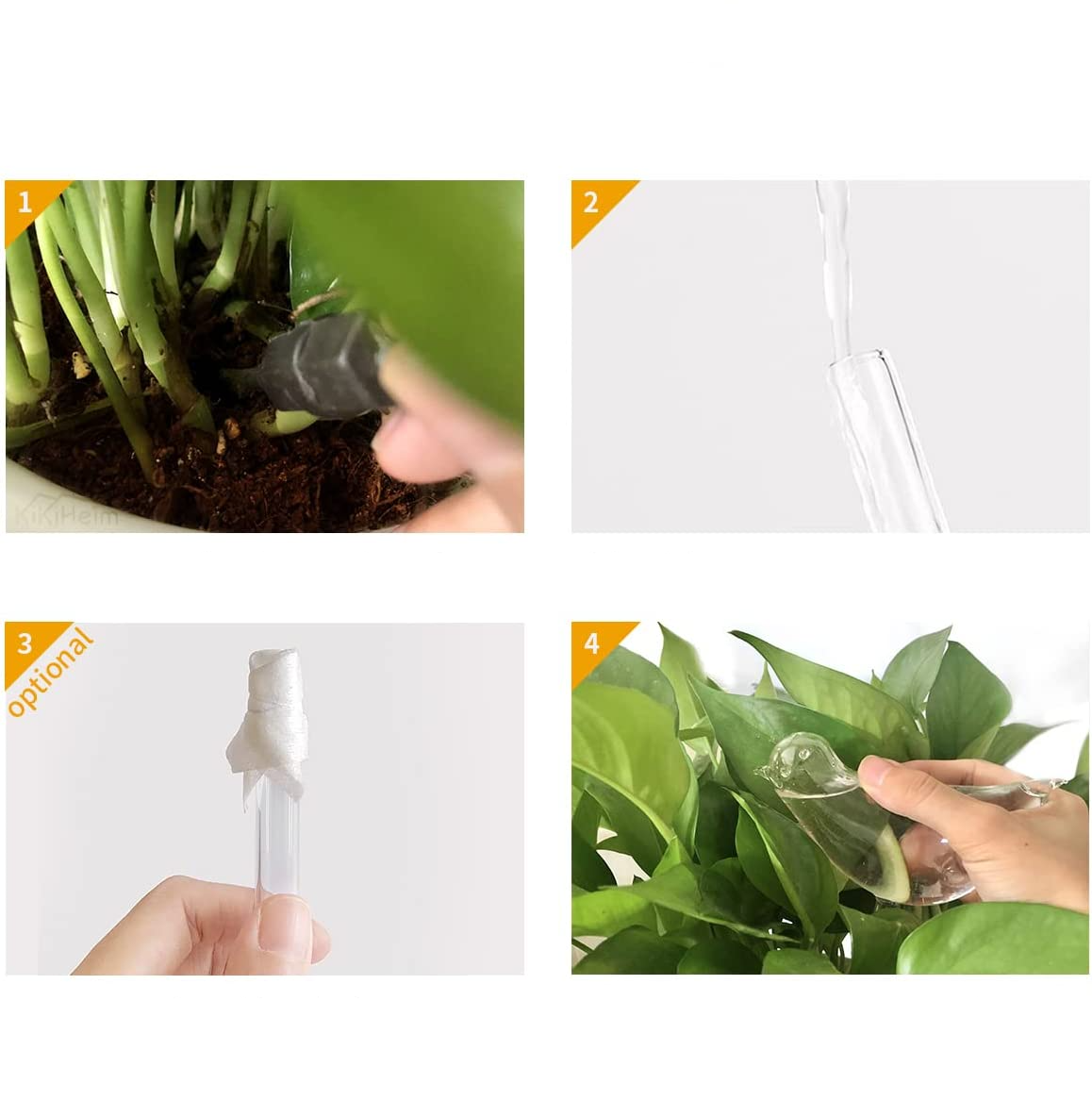 (2er Set) 25x10cm Automatischer Pflanzenbewässerungs Vogel (Indoor/Outdoor) - Transparent