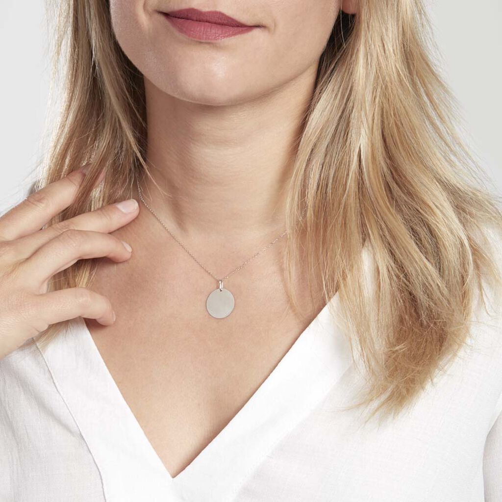 Pendentif Sirona Pastille Gravable Or Blanc