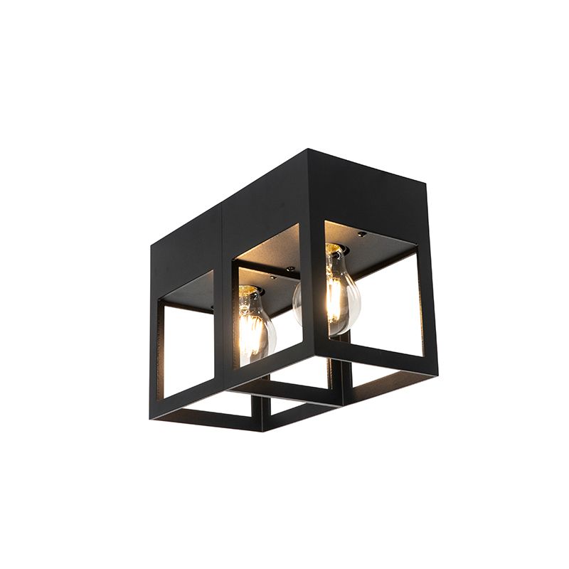Moderne plafondlamp zwart 2-lichts - Cela