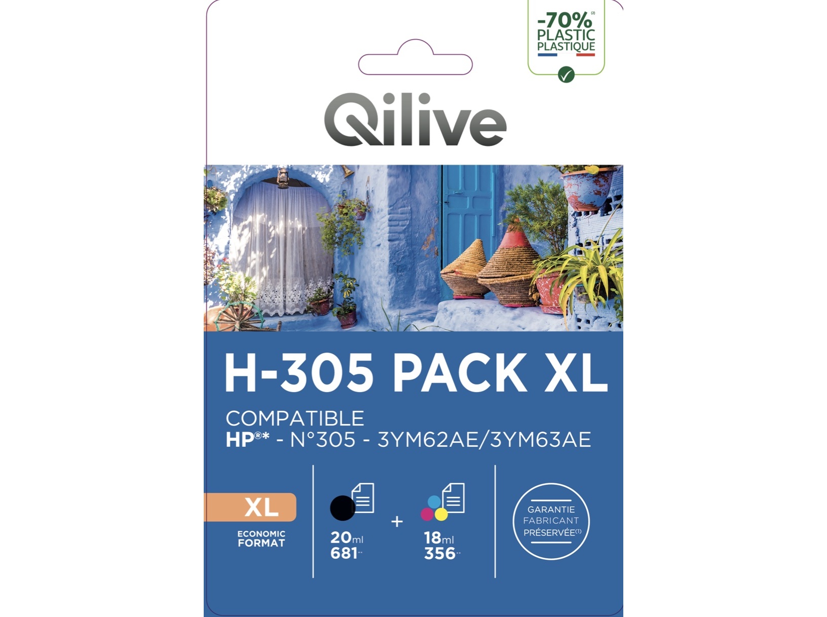 TINTEIRO COMPATIVEL QILIVE H-305 PACK XL B CMY 20 ML/18 ML