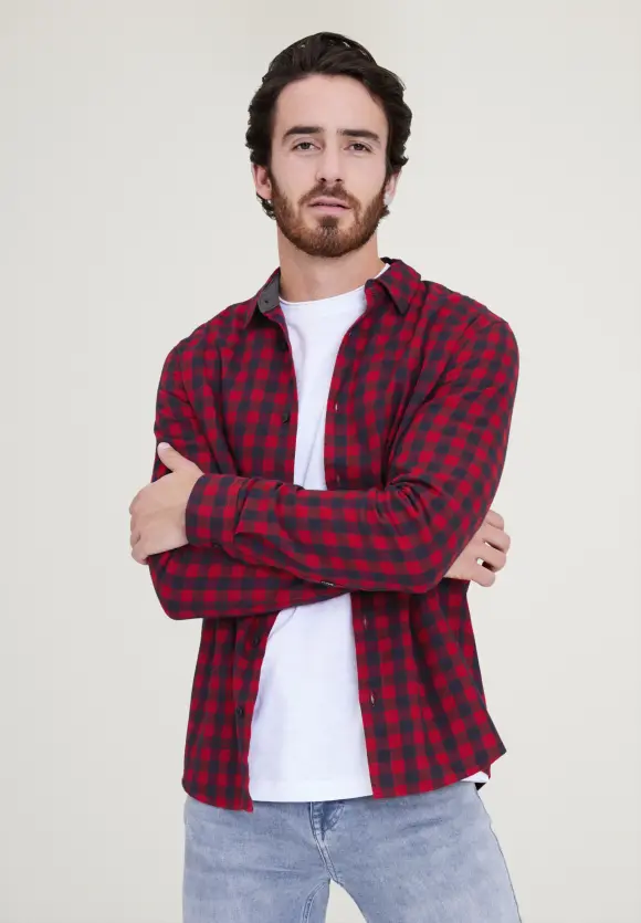 Hemd mit Karomuster - salsa red