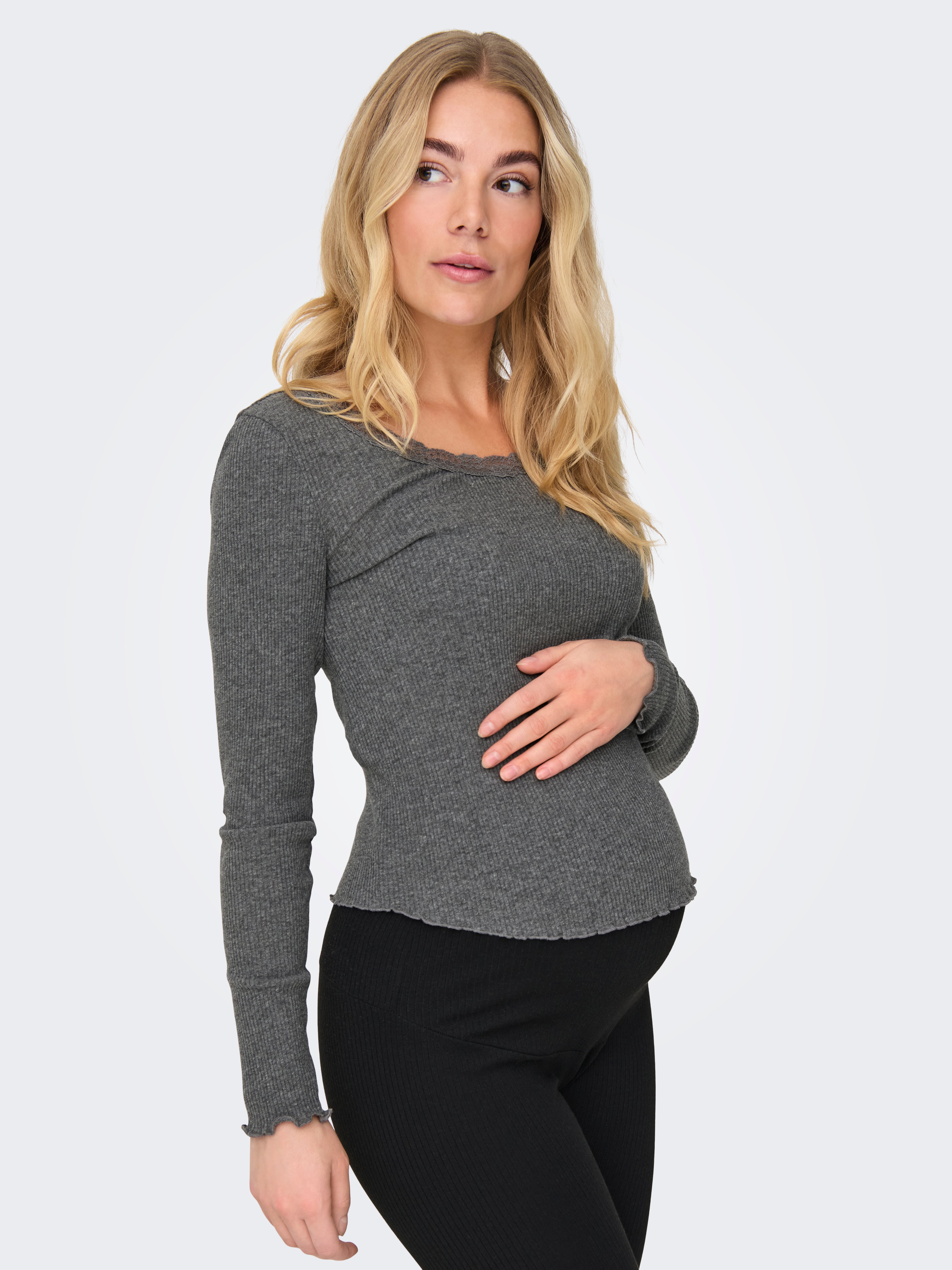OLMXENA Top Dark Grey Melange