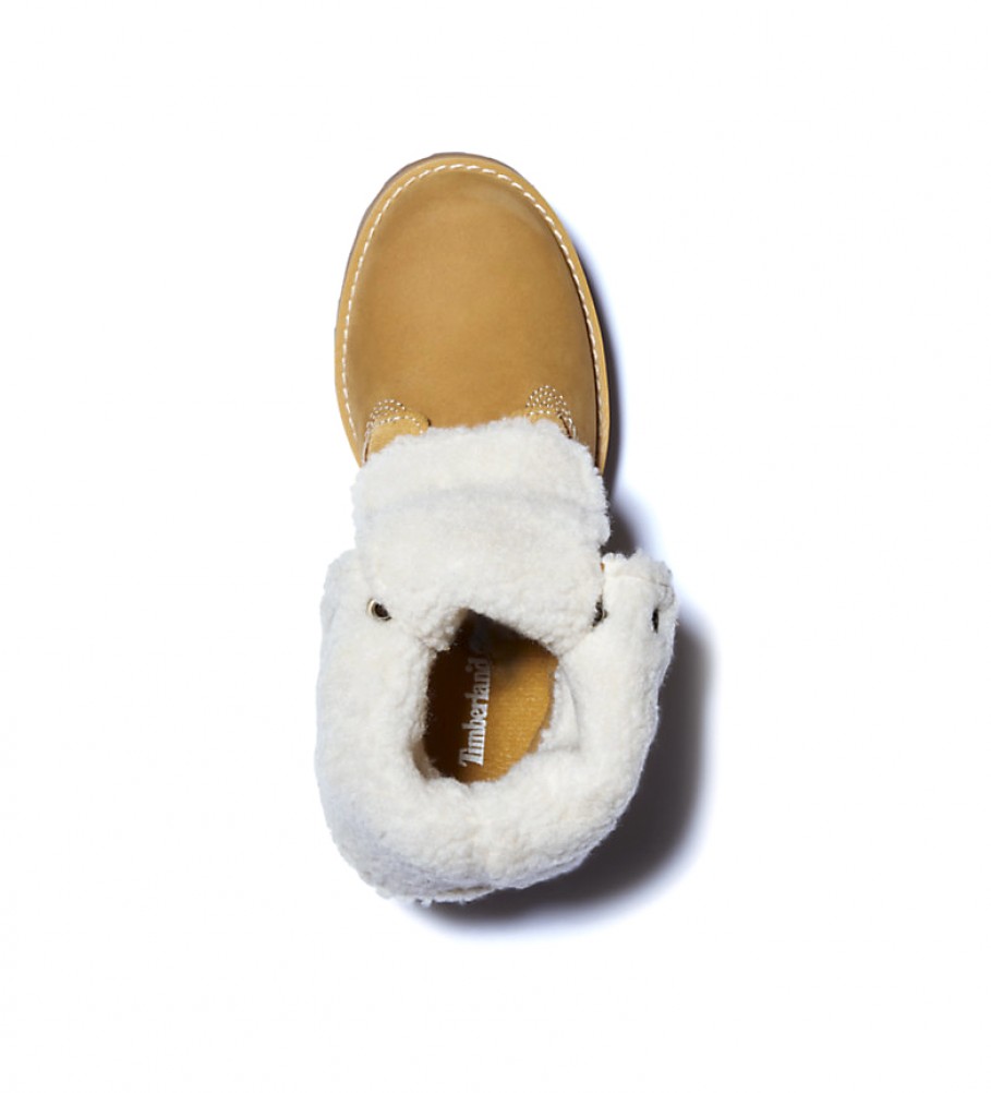 Bota Timberland Courma Kid com cano alto em pele de carneiro, amarela / OrthoLite