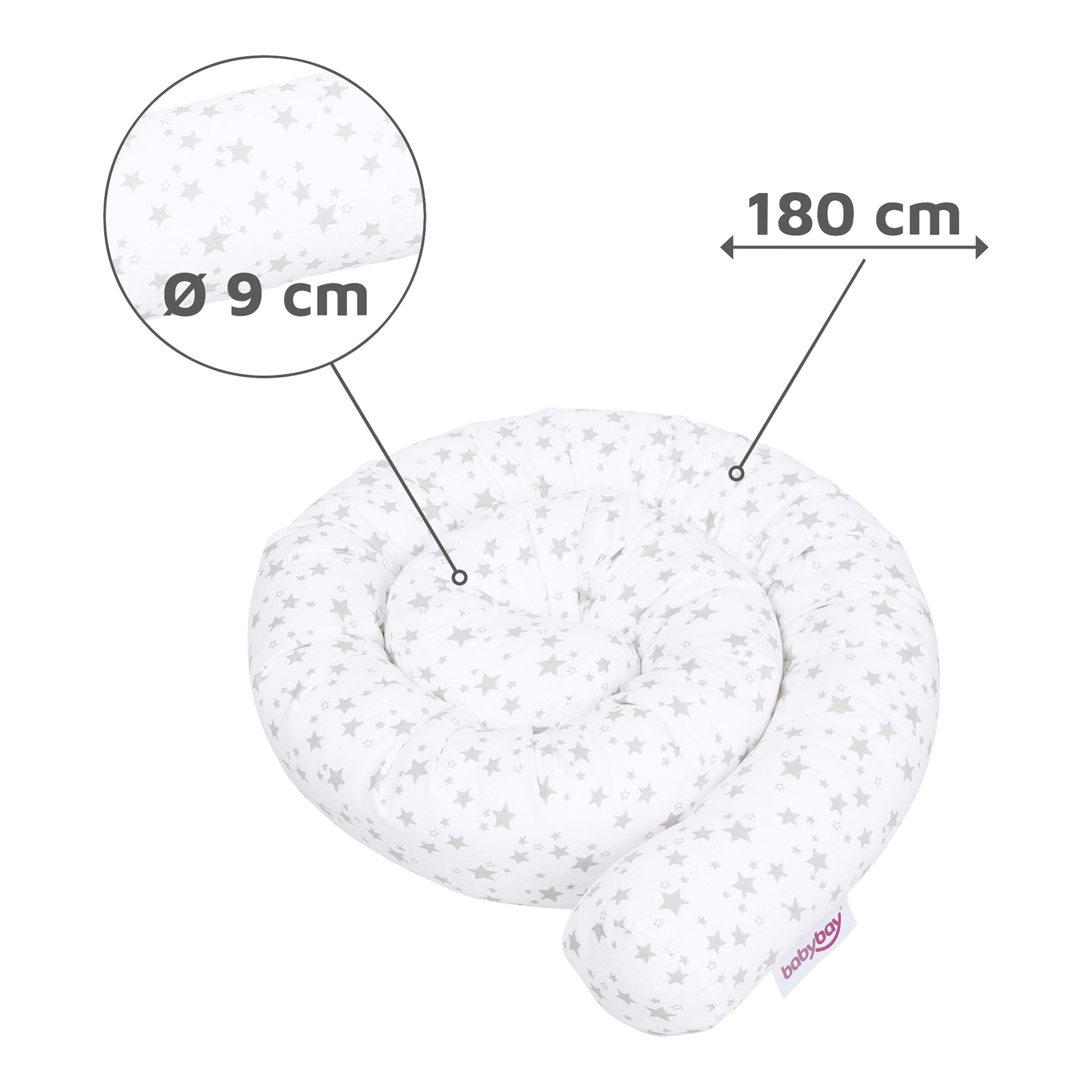 babybay® Nestchenschlange Piqué für alle Modelle weiß / Sterne perlgrau