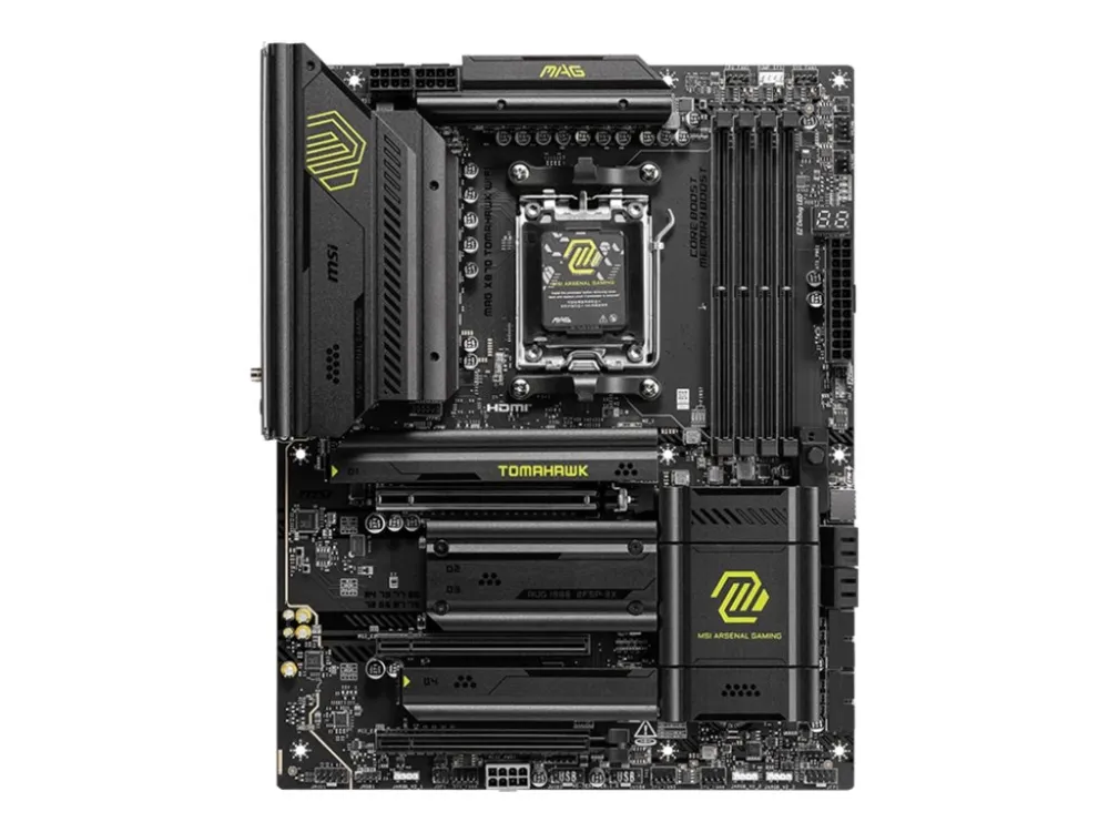 MSI MAG X870 TOMAHAWK WIFI - Bundkort - ATX - Socket AM5 - AMD X870 Chipset - USB4, USB 3.2 Gen 2, USB-C 3.2 Gen2, USB-C 3.2 Gen 2x2, USB 3.2 Gen 1 - 5 Gigabit Ethernet, Wi-Fi 7 - onboard grafik (CPU påkrævet) - HD Audio (8-kanaler)