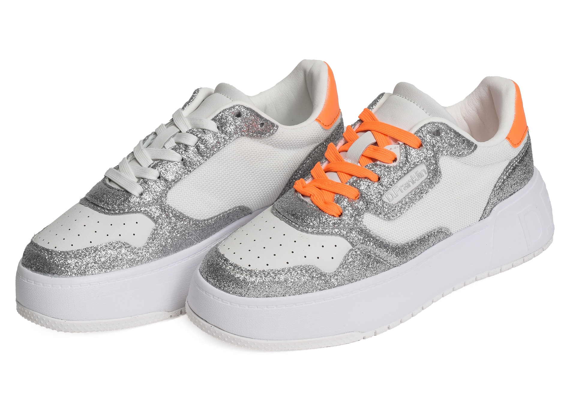 Court basic mesh glitter blanc argent