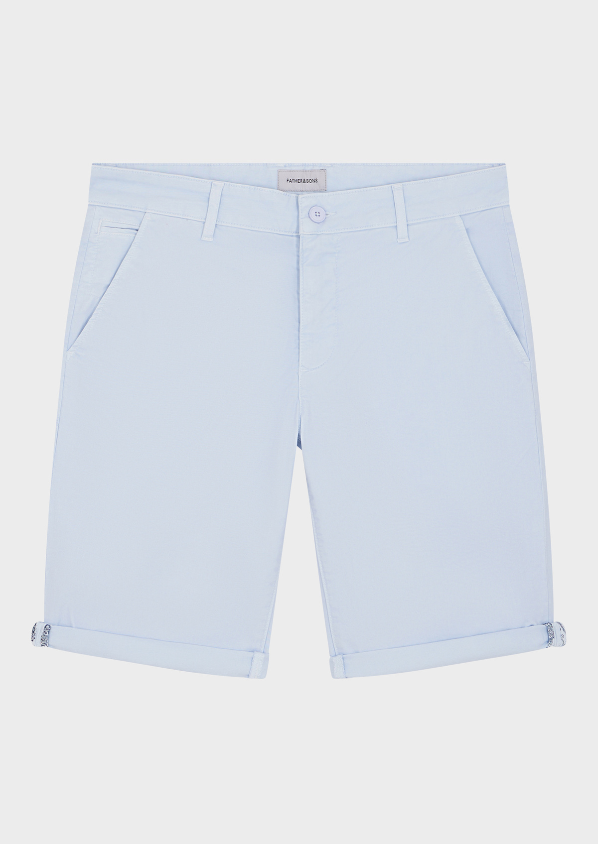 Bermuda en coton stretch uni bleu ciel