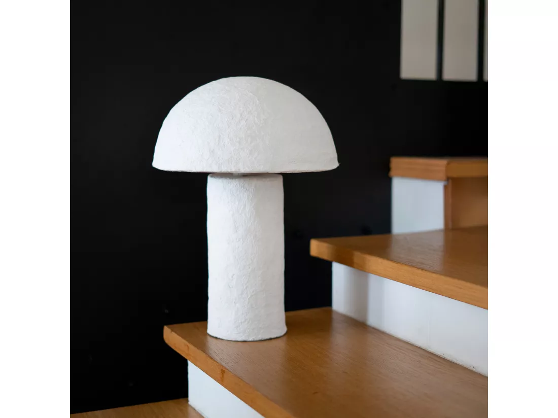 Lampe champignon en papier blanc - Poesia