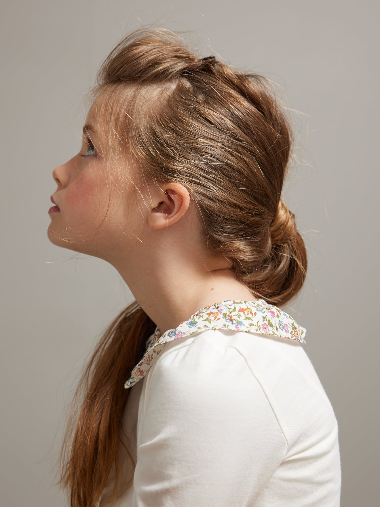 T-shirt Fille col en tissu Liberty - Coton bio