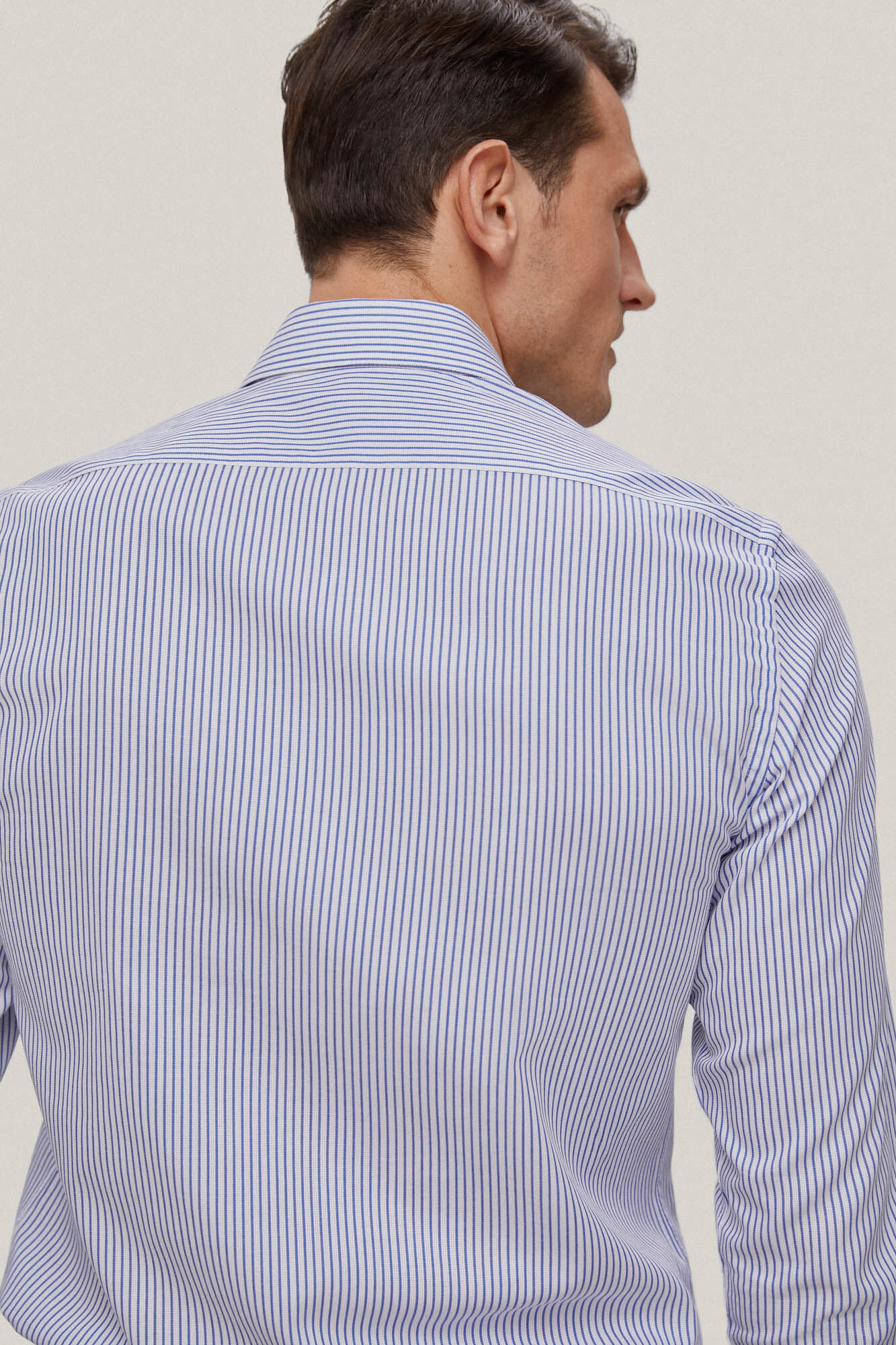 Camisa listrada de corte justo, fácil de passar e resistente a odores - Azul