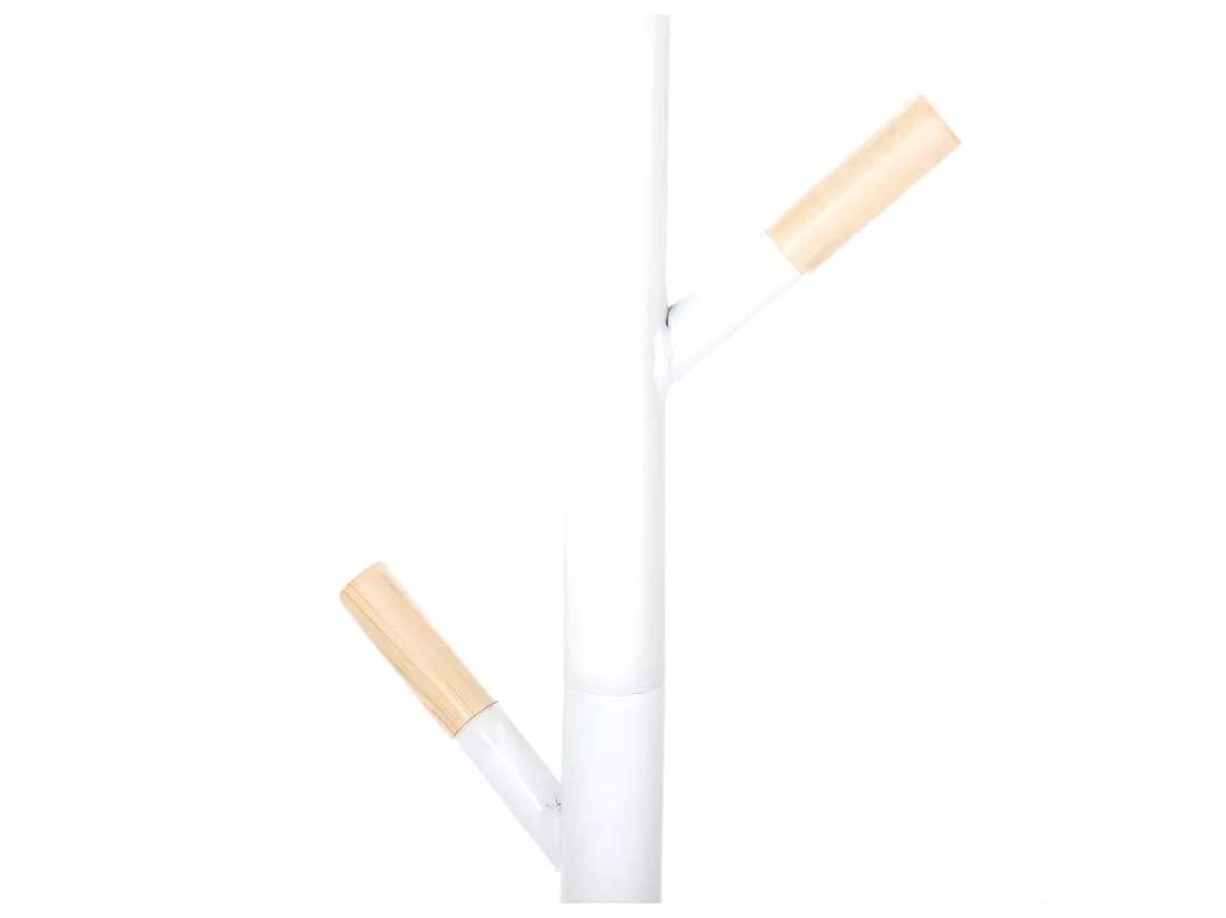 Porte-manteaux en Bois et Métal Blanc 6 Patères H 175.5 cm