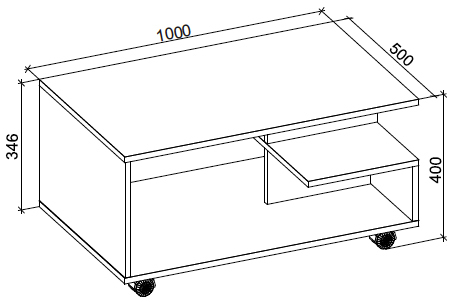 Couchtisch STANGO XL - Honig Eiche - mit Rollen