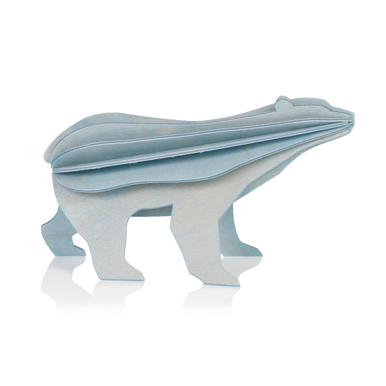 Ours polaire en bois à assembler 7cm bleu clair