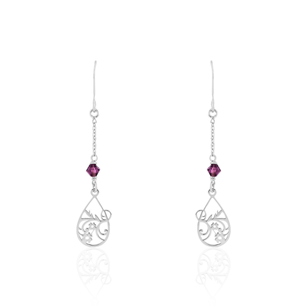 Boucles D'oreilles Pendantes Oumoul Argent Blanc Pierre De Synthese