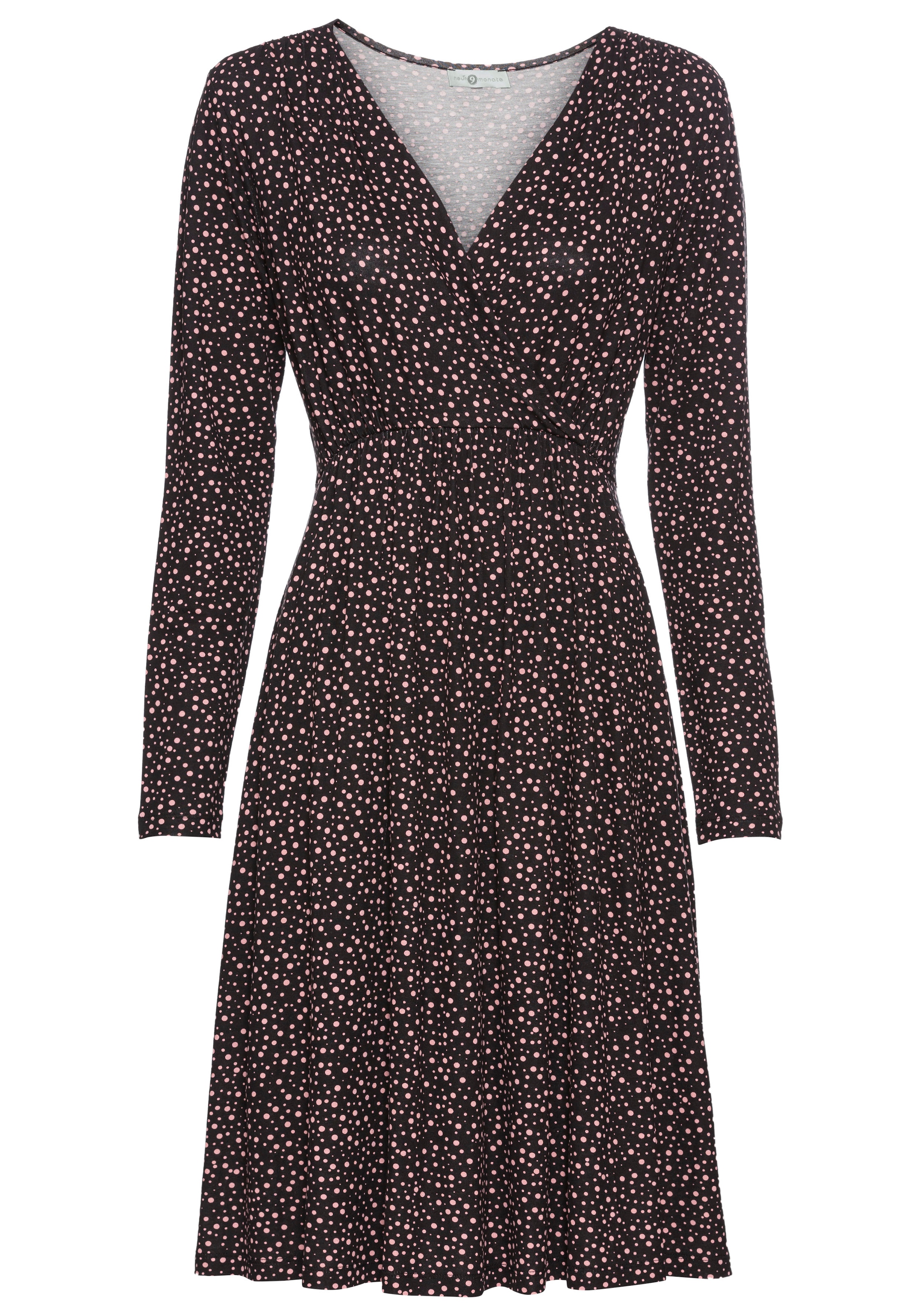 Neun Monate Umstandskleid », Für Schwangerschaft und Stillzeit« , Stillkleid in fliessender Form und mit Punktemuster