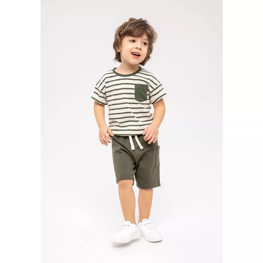 MINOTI T-Shirt und Shorts im Set KhakigrünWeiß
