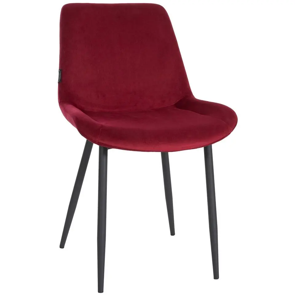 CLP Eetkamerstoel Victoria zwart Frame - Fluweel - rood