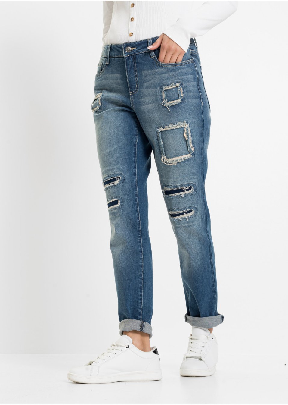 Jean Boyfriend avec détails destroyed