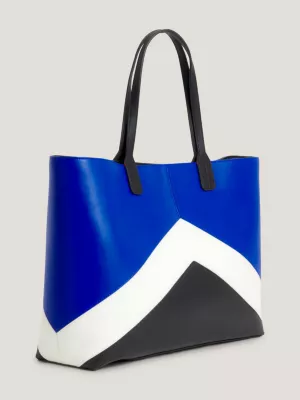 Bolsa tote icônica com monograma TH em padrão chevron