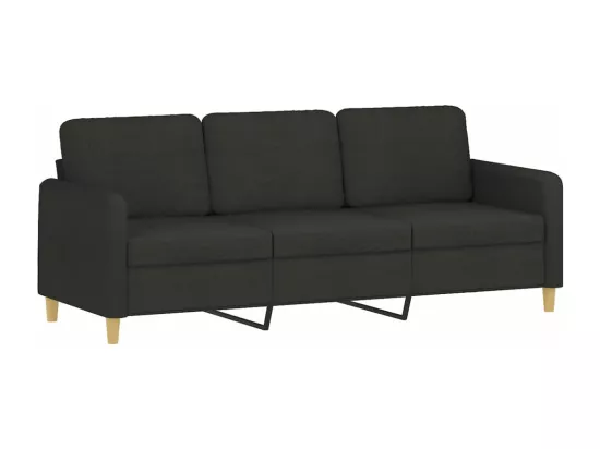 Canapé 3 places avec oreillers décoratifs noir 180 cm tissu