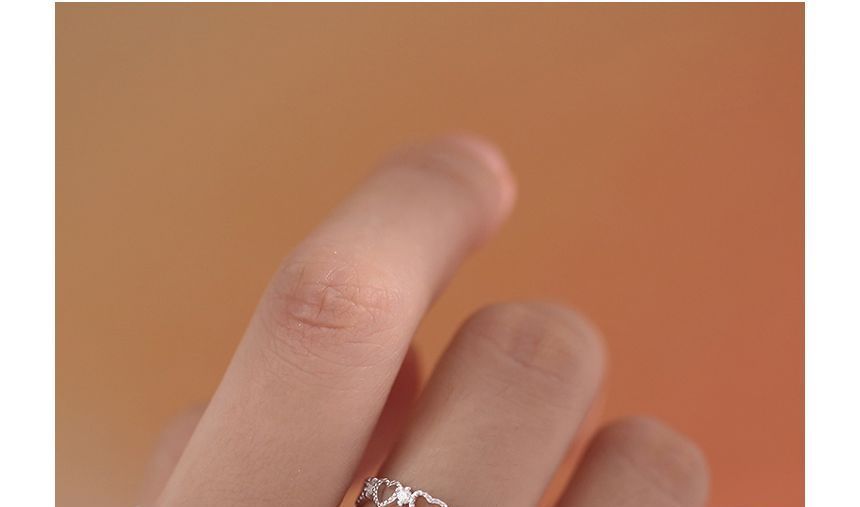 Parskletie - Hartvormige Sterling Zilveren Open Ring