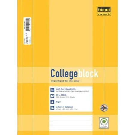Idena Collegeblock A4, 80 Blatt, gelocht, Lineatur 27