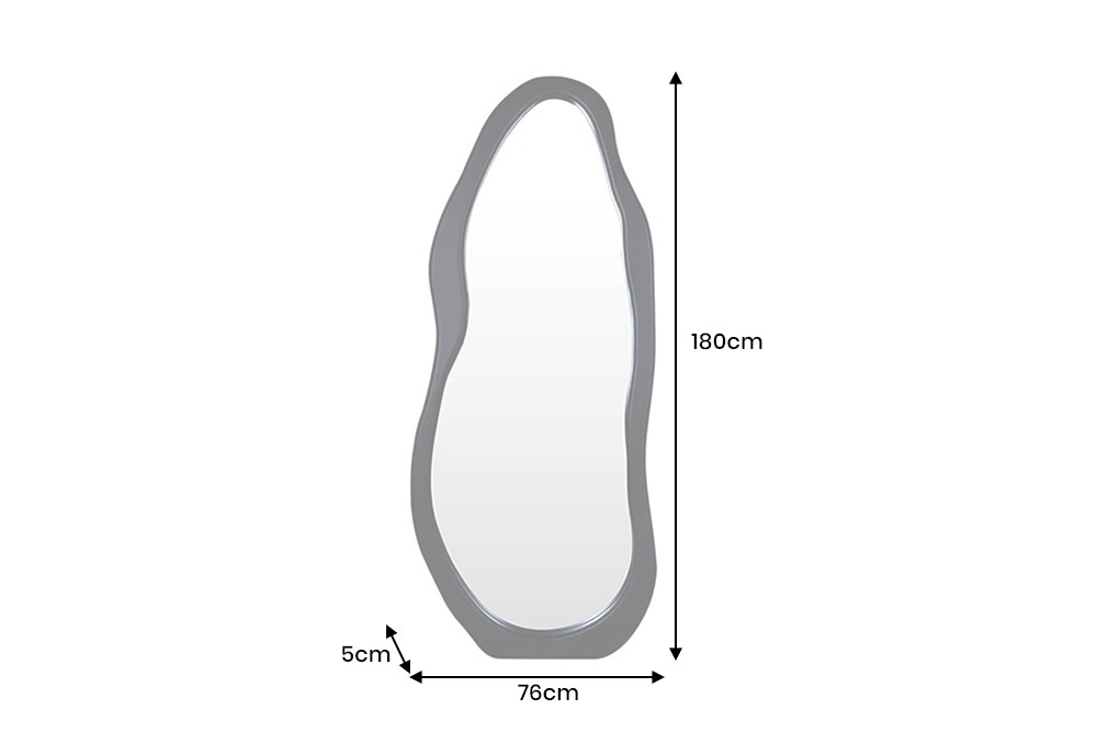 Design Spiegel ORGANIC 180cm schwarz Standspiegel Wandspiegel abgerundeter Rahmen