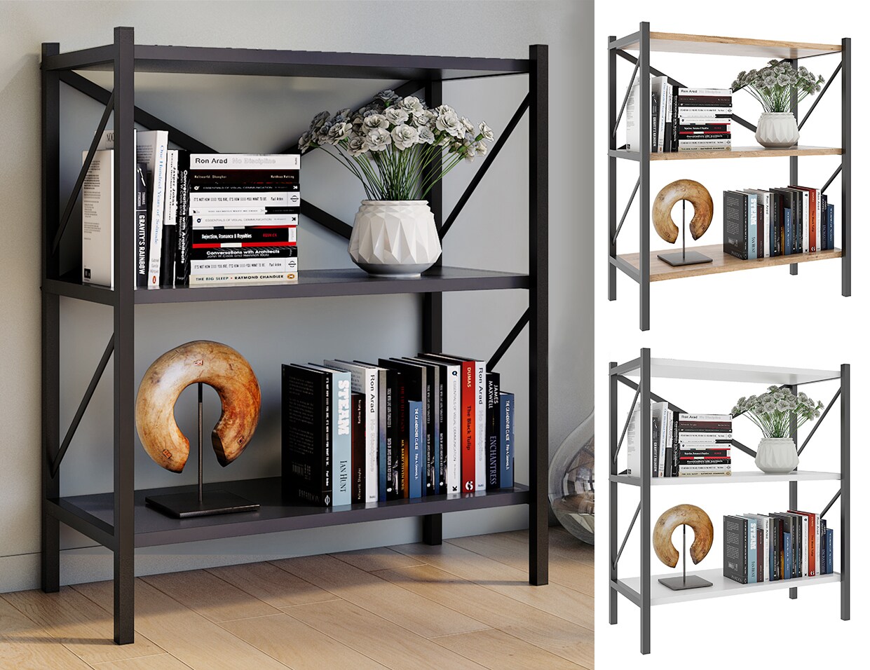 VCM Holz Metall Aufbewahrung Stand Regal Bücherregal Deko Bücher Standregal Insasi 2