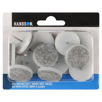 HANDSON meubelglijder viltglijder met nagel Ø30 mm grijs 12 stuks