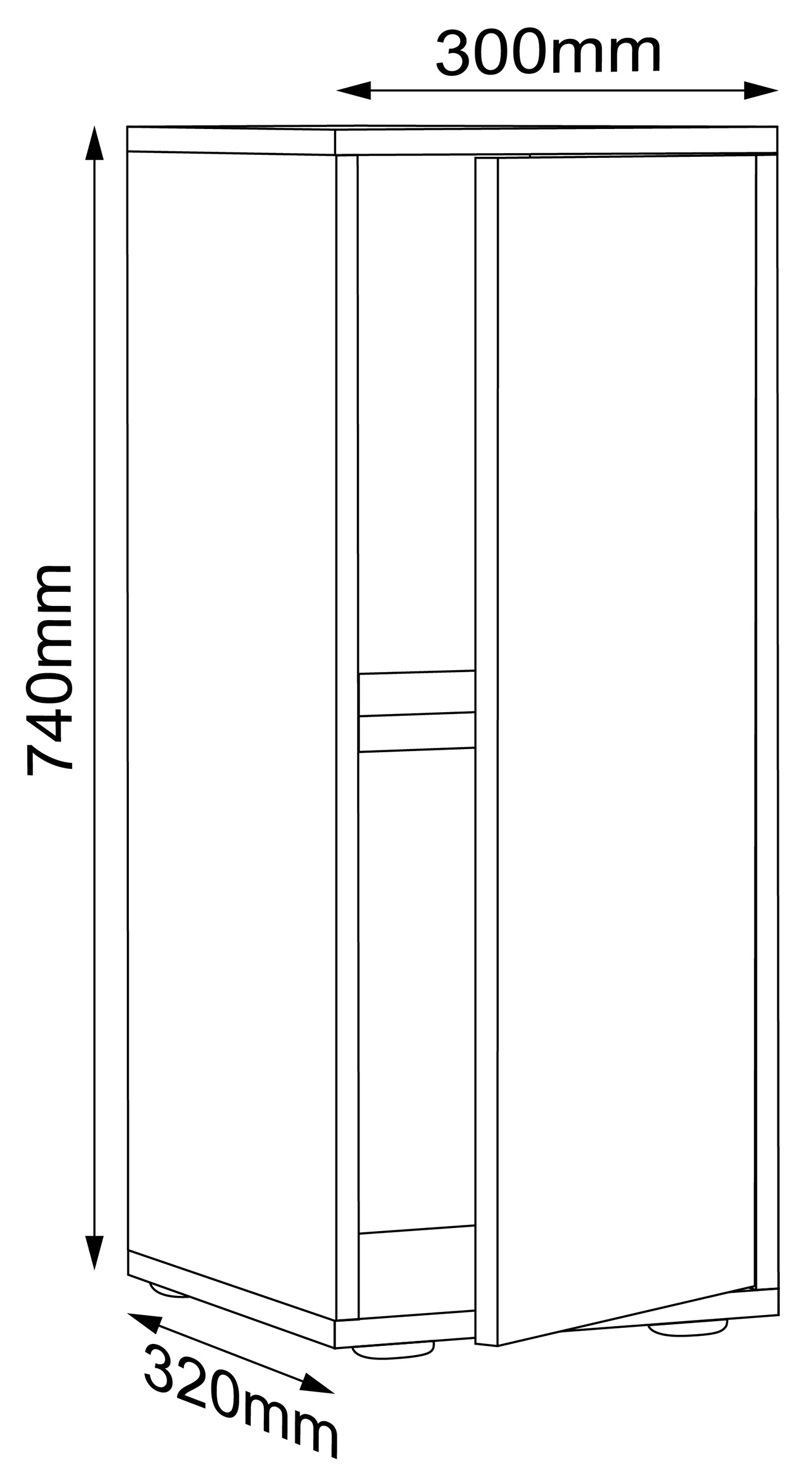 VCM Holz Büroschrank Ordner Aktenschrank Büromöbel Schrank Salia 2-fach Breite 30 cm Drehtür