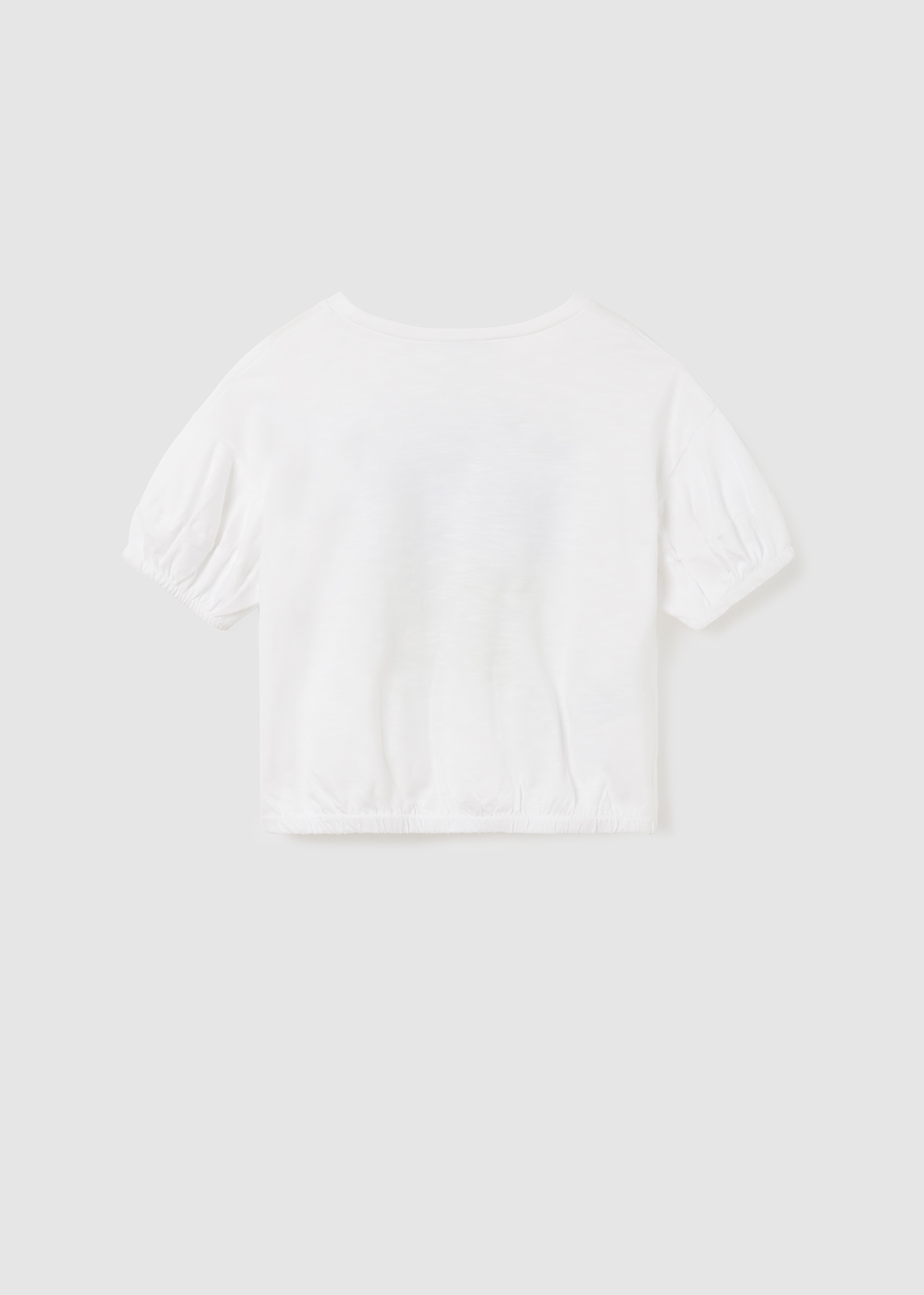 Camiseta feminina de algodão sustentável com mangas bufantes