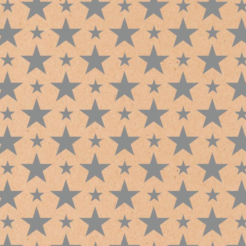 Kraft brut 70g, rl 50x0,70m Etoiles argt - Argent