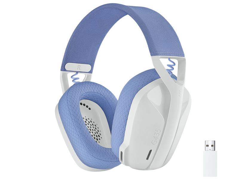 Logitech Headset G435 Gaming Lightspeed Weiss Kabelloses Gaming-Headset mit integrierten Beamforming-Mikrofonen und bis zu 18 Stunden Akkulaufzeit
