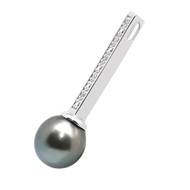 Pendentif Diamants, Perle de Tahiti et Or Blanc 750/1000